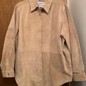 100% suede leather shirt jacket